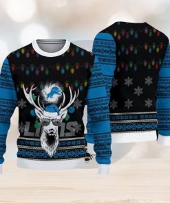 NFL Detroit Lions Christmas Reindeer V3 Sport Christmas Ugly Sweater 3D