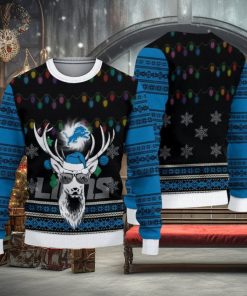 NFL Detroit Lions Christmas Reindeer V3 Sport Christmas Ugly Sweater 3D