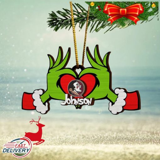 NFL Florida State Seminoles And Grinch Xmas Ornament Custom Your Name 2023 Christmas Tree Decorations