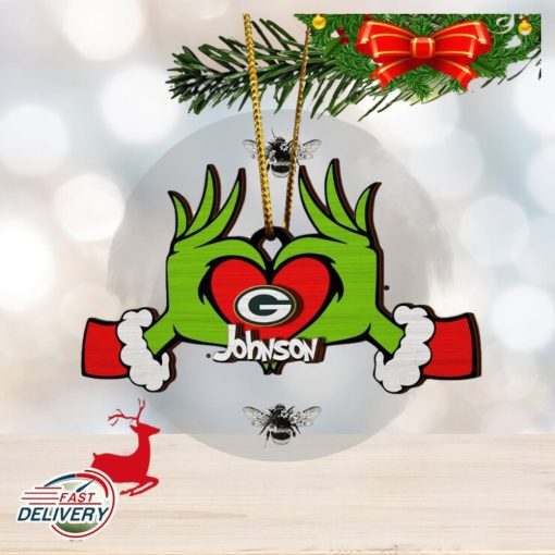 NFL Green Bay Packers And Grinch Xmas Ornament Custom Your Name 2023 Christmas Tree Decorations