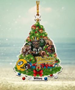 NFL Green Bay Packers Custom Name Mascot Christmas 2023 Tree Shaped Ornament