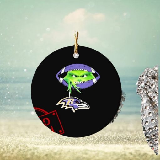 NFL Grinch Hold Baltimore Ravens Football Ornament Custom Name