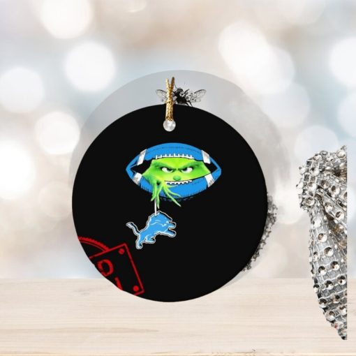 NFL Grinch Hold Detroit Lions Football Ornament Custom Name