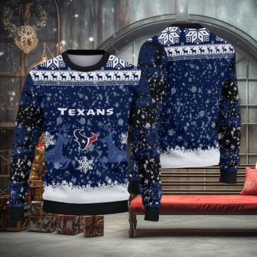 NFL Houston Texans Christmas Reindeer V2 Sport Christmas Ugly Sweater 3D