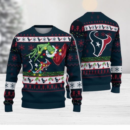 NFL Houston Texans Grinch Hand Logo Christmas Ugly Sweater