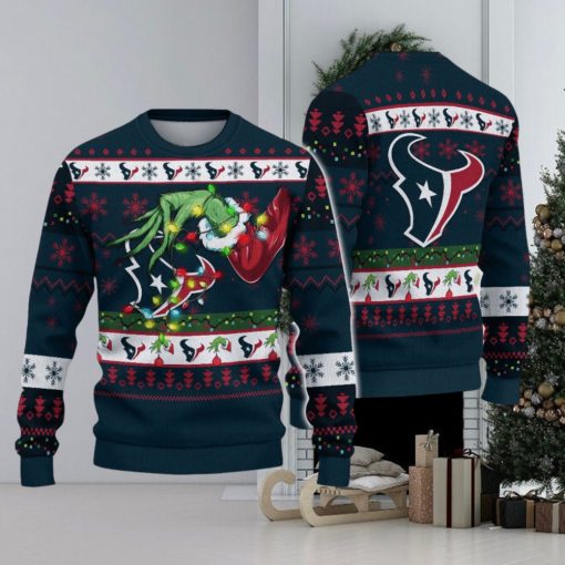 NFL Houston Texans Grinch Hand Logo Christmas Ugly Sweater