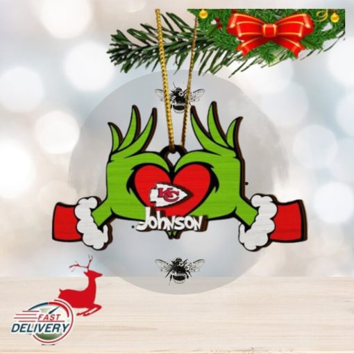 NFL Kansas City Chiefs And Grinch Xmas Ornament Custom Your Name 2023 Christmas Tree Decorations