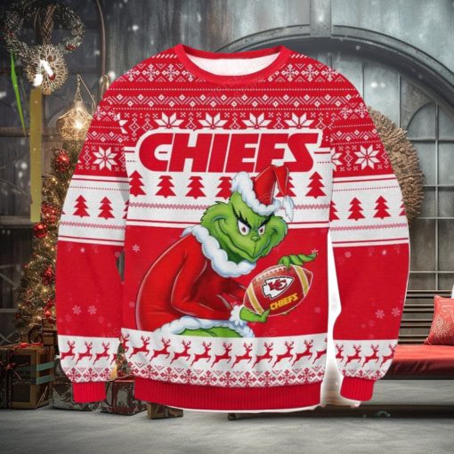 NFL Kansas City Chiefs Grinch AOP Ugly Christmas Sweater Christmas Gift For Men And Women