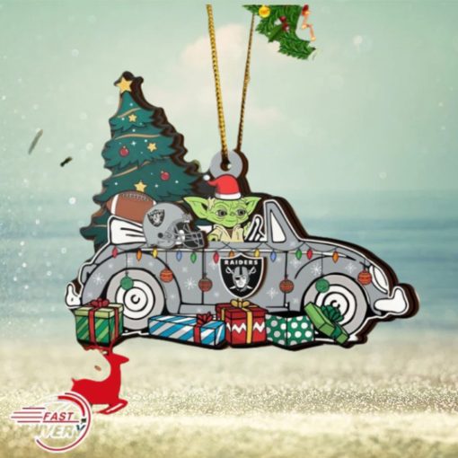 NFL Las Vegas Raiders And Baby Yoda Christmas Ornament 2023 Christmas Tree Decorations