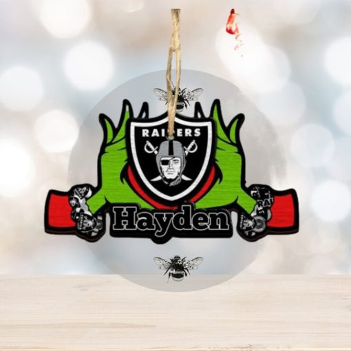 NFL Las Vegas Raiders Grinch Christmas Ornament Personalized Your Name 2023 Christmas Tree Decorations