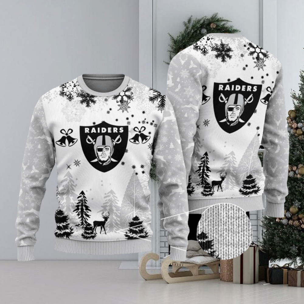 Las Vegas Raiders Spooky Ghost PumpkinUgly Sweater For Christmas