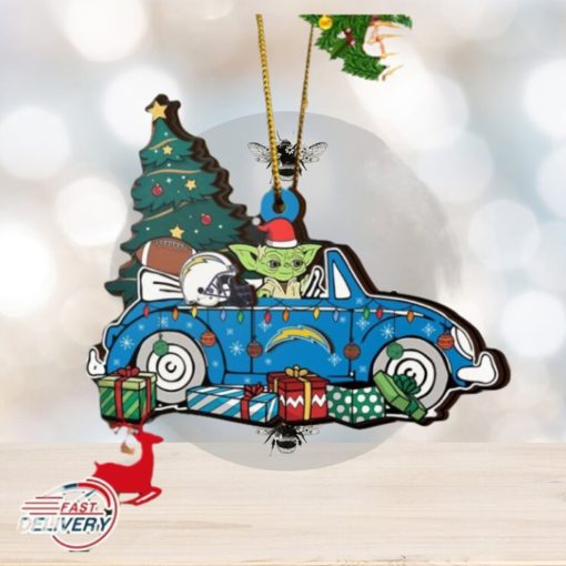 NFL Los Angeles Chargers And Baby Yoda Christmas Ornament 2023 Christmas Tree Decorations