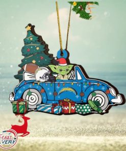 NFL Los Angeles Chargers And Baby Yoda Christmas Ornament 2023 Christmas Tree Decorations