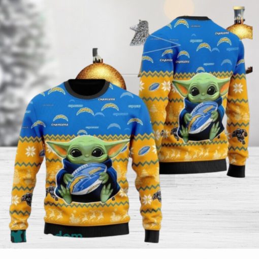 NFL Los Angeles Chargers Cute Baby Yoda Ugly Christmas Sweater