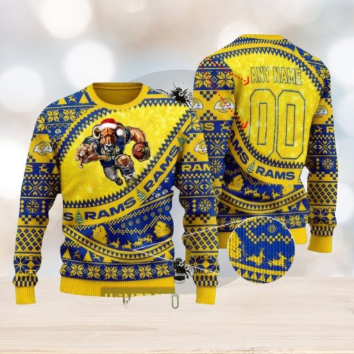 NFL Los Angeles Rams Mascot Woolen Christmas Full Print Custom Sweater