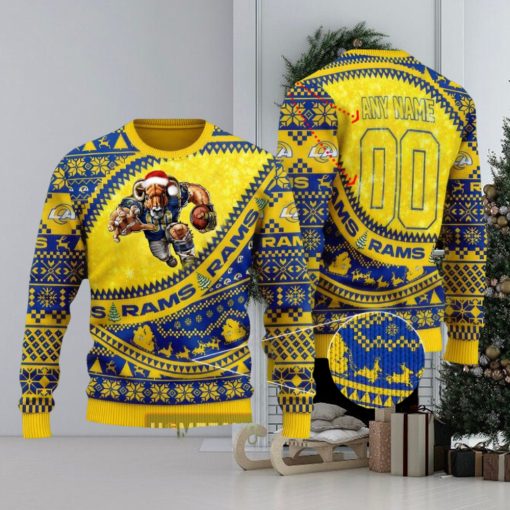 NFL Los Angeles Rams Mascot Woolen Christmas Full Print Custom Sweater