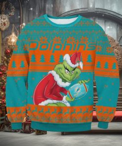 NFL Miami Dolphins Grinch AOP Ugly Christmas Sweater Christmas Gift For Men And Women