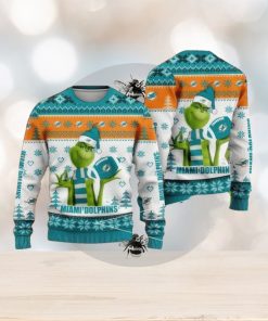 NFL Miami Dolphins Grinch Cool Ugly Christmas Sweater Snowstorm