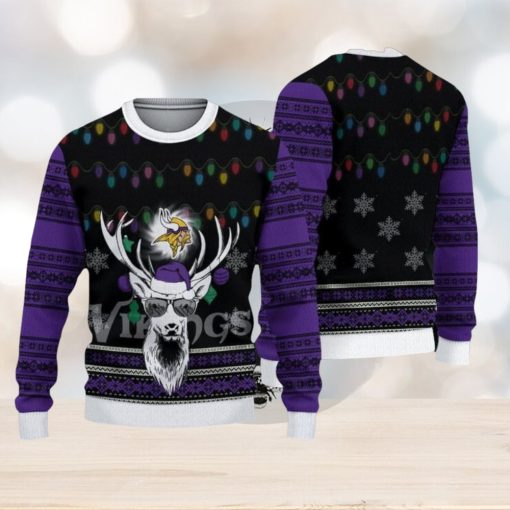 NFL Minnesota Vikings Christmas Reindeer V3 Sport Christmas Ugly Sweater 3D