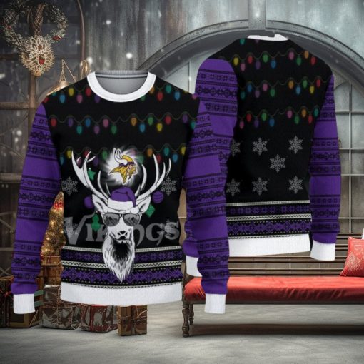 NFL Minnesota Vikings Christmas Reindeer V3 Sport Christmas Ugly Sweater 3D