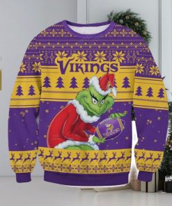 NFL Minnesota Vikings Grinch AOP Ugly Christmas Sweater Christmas Gift For Men And Women