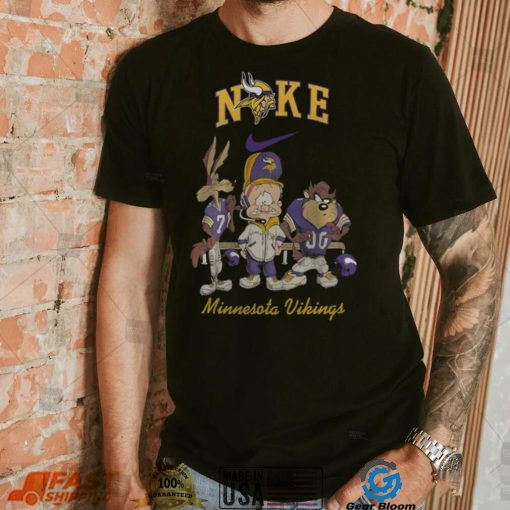 NFL Minnesota Vikings Nike Looney Tunes Wile E Coyote Elmer Fudd Tasmania Fullprinted T Shirt