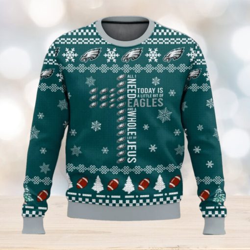 NFL Philadelphia Eagles Cross Today Is A Little Bit Of Eagles Ugly Christmas Sweater