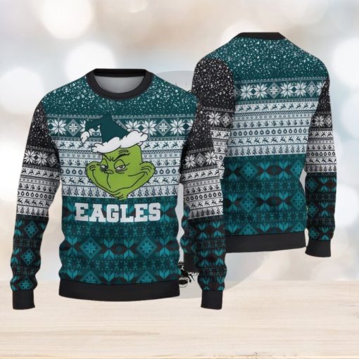 NFL Philadelphia Eagles Grinch Cool Ugly Christmas Sweater Fun