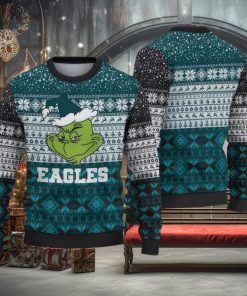 NFL Philadelphia Eagles Grinch Cool Ugly Christmas Sweater Fun