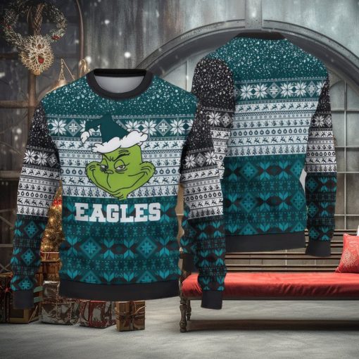 NFL Philadelphia Eagles Grinch Cool Ugly Christmas Sweater Fun