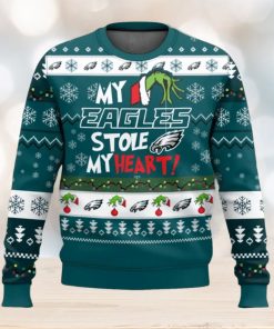 NFL Philadelphia Eagles Grinch Hand My Eagles Stole My Heart Ugly Christmas Sweater