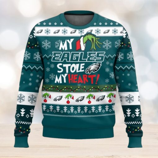 NFL Philadelphia Eagles Grinch Hand My Eagles Stole My Heart Ugly Christmas Sweater