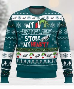 NFL Philadelphia Eagles Grinch Hand My Eagles Stole My Heart Ugly Christmas Sweater