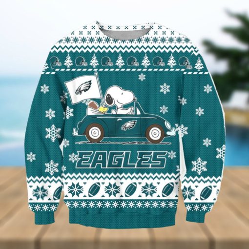 NFL Philadelphia Eagles Snoopy Driving Car Ugly Christmas Sweater