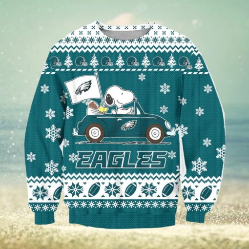 NFL Philadelphia Eagles Snoopy Driving Car Ugly Christmas Sweater