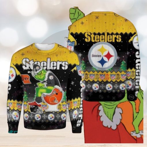 NFL Pittsburgh SteelSan Francisco 49ers Grinch Cool Knitted Christmas 3D Sweater Celebrate