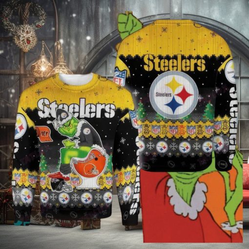 NFL Pittsburgh SteelSan Francisco 49ers Grinch Cool Knitted Christmas 3D Sweater Celebrate