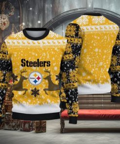 NFL Pittsburgh Steelers Christmas Reindeer V2 Sport Christmas Ugly Sweater 3D