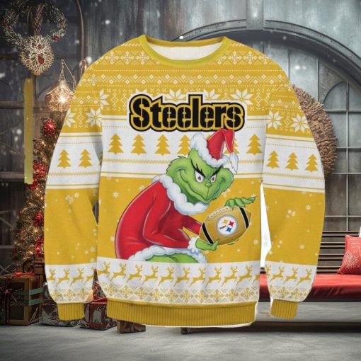 NFL Pittsburgh Steelers Grinch AOP Ugly Christmas Sweater Christmas Gift For Men And Women