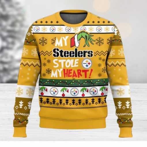 NFL Pittsburgh Steelers Grinch Hand My Steelers Stole My Heart Ugly Christmas Sweater