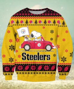 NFL Pittsburgh Steelers Snoopy Driving Car Ugly Christmas Sweater