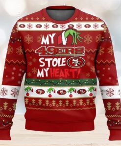 NFL San Francisco 49ers Grinch Hand My 49ers Stole My Heart Ugly Christmas Sweater