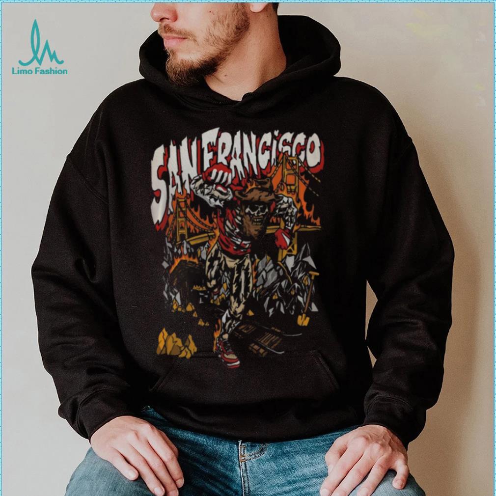 NFL San Francisco 49ers Skull Gold Rush Fullprinted T Shirt NFL San Francisco 49ers Skull Gold Rush Fullprinted T Shirt