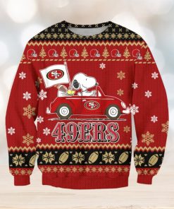 NFL San Francisco 49ers Snoopy Driving Car Ugly Christmas Sweater