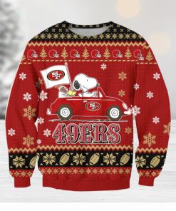 NFL San Francisco 49ers Snoopy Driving Car Ugly Christmas Sweater