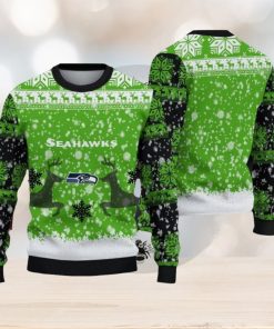 NFL Seattle Seahawks Christmas Reindeer Green Sport Christmas Ugly Sweater 3D