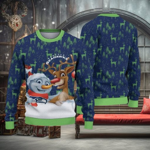 NFL Seattle Seahawks Christmas Reindeer Sport Christmas Ugly Sweater 3D