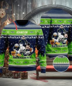 NFL Seattle Seahawks Knitted Christmas 3D Sweater Frankincense Custom Name