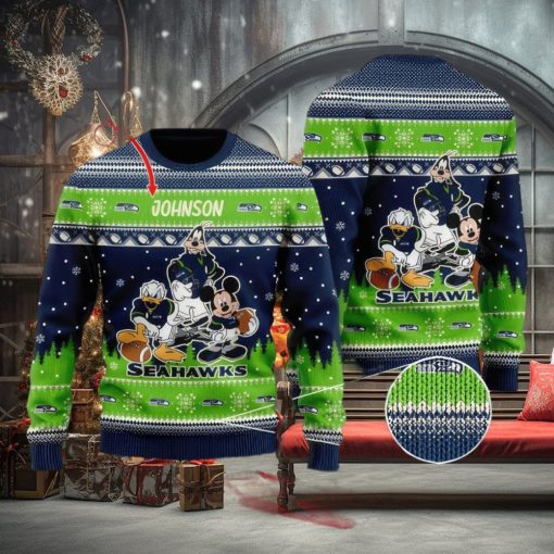 NFL Seattle Seahawks Knitted Christmas 3D Sweater Frankincense Custom Name