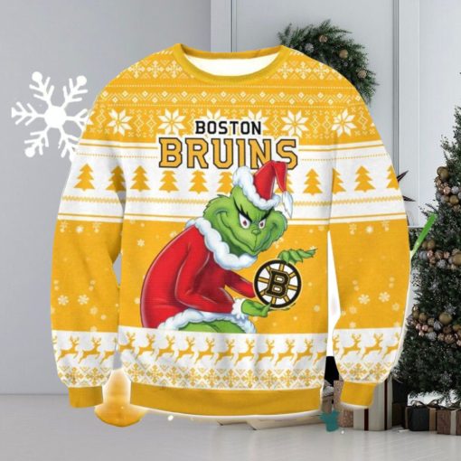 NHL Boston Bruins Grinch AOP Ugly Christmas Sweater Christmas Gift For Men And Women